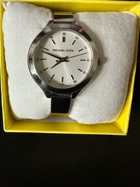 Michael Kors Silver-tone Men’s Watch with Crystal Markers